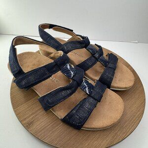 Vionic Womens Amber Adjustable 3 Strap Sandals Navy Denim Size 8.5
